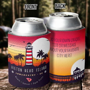 Enfriador De Latas Faro Hilton Head SC Retro Sunset Souvenirs