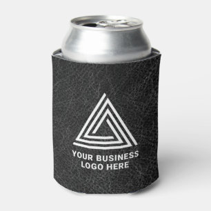 Enfriador De Latas Faux Black Leather Modern Business Logo