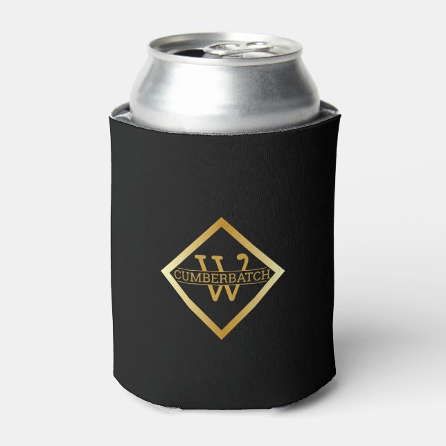 Enfriador De Latas Faux Gold Axis Monogram – Black & Gold (Lata Anverso)