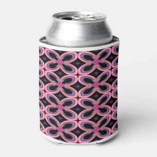 Enfriador De Latas Faux Neon Pink Flower Power