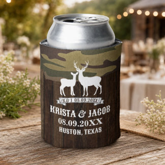 Enfriador De Latas Favor de Boda Ciervo Occidental La Caza Ha Termina