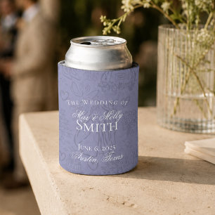 Enfriador De Latas Favor de boda clásico de lavanda con boceto a mano