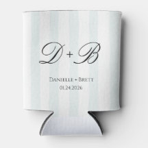 Favor de boda con monograma inicial de franja azul
