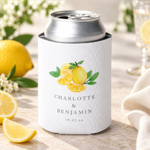 Enfriador De Latas Favor de boda de limón acuarela de verano