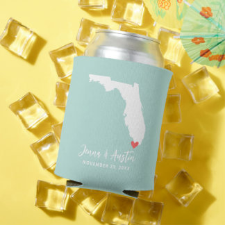 Enfriador De Latas Favor de boda de menta y blanco de Florida