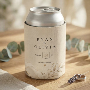 Enfriador De Latas Favor de boda elegante de mármol dorado botánico