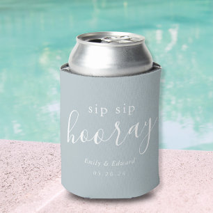 Enfriador De Latas Favor de boda moderno azul polvoriento Sip Sip Hur