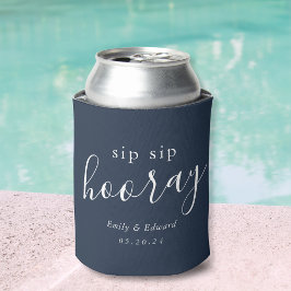 Enfriador De Latas Favor de boda moderno Navy Sip Sip Hooray