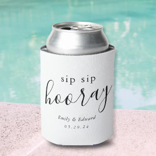 Enfriador De Latas Favor de boda moderno Sip Sip Hooray para despedid