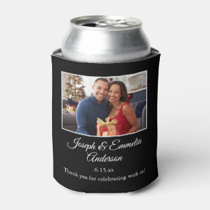 Enfriador De Latas Favor de boda negro Foto de la pareja, Nombres