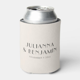 Enfriador De Latas Favor de boda negro marfil Art Deco con nombres y 