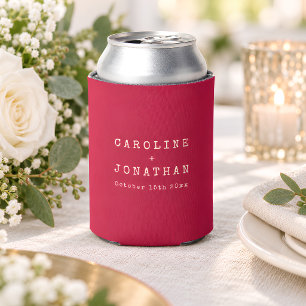 Enfriador De Latas Favor de boda Nombres rojos minimalistas de Navida