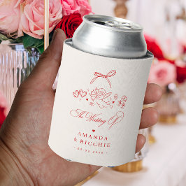 Enfriador De Latas Favor de boda Querubín Dibujado a Mano Cupido Vint