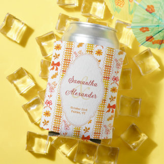 Enfriador De Latas Favor de boda rústico elegante de monograma de oto