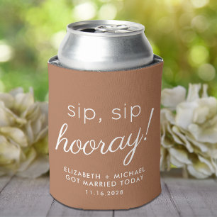 Enfriador De Latas Favor de Boda Sip Sip Hurra Terracota