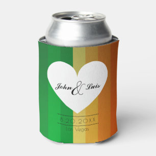 Enfriador De Latas Favor de la boda del corazón del arcoiris