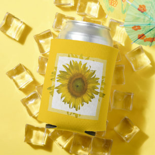 Enfriador De Latas Favor de la boda del girasol amarillo