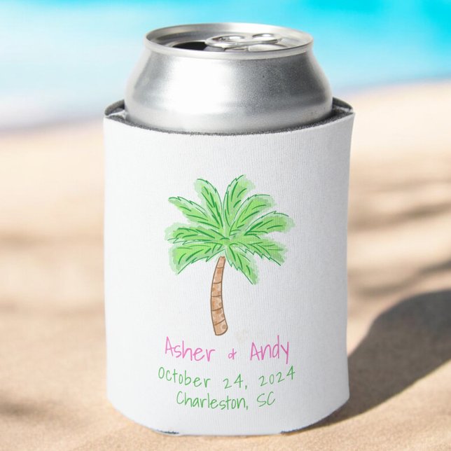 Enfriador De Latas Favor de la boda del pam tropical del perrito (Subido por el creador)
