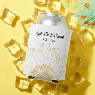 Enfriador De Latas Favor de la boda gráfica del girasol amarillo