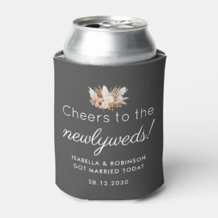 Enfriador De Latas Favor de la boda Saludos al gris oscuro de los rec