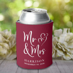 Enfriador De Latas Favor de la boda Sr. Burgundy