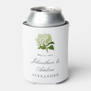 Enfriador De Latas Favor de matrimonio de hidrangea blanca y verde