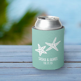 Enfriador De Latas Favor de matrimonio personalizado de Starfish Aqua