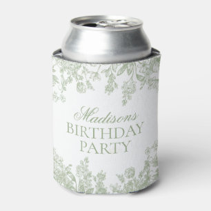 Enfriador De Latas Favoritos de cumpleaños florales vintage de Sage C