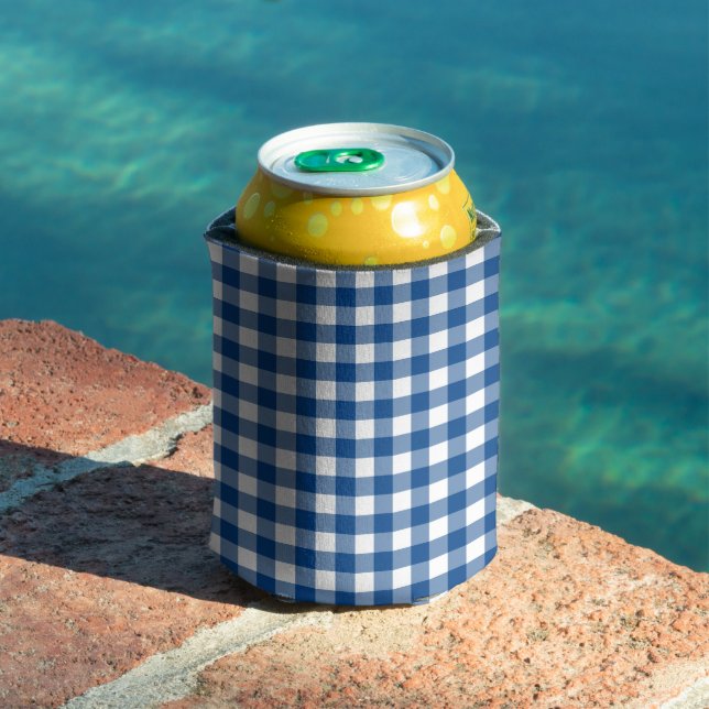 Enfriador De Latas Faye y Lauren Dark Blue Gingham (Piscina in situ)