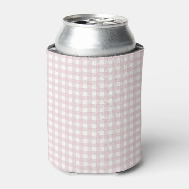 Enfriador De Latas Faye y Lauren Pastel Pink Gingham (Lata Anverso)