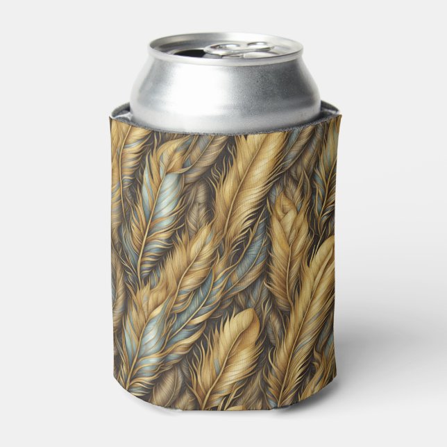 Enfriador De Latas Feathers Golden Silver Art (Lata Anverso)