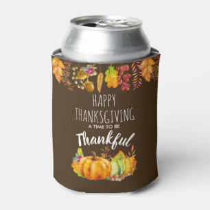 Enfriador De Latas Felices calabazas de Acción de Gracias y follaje d