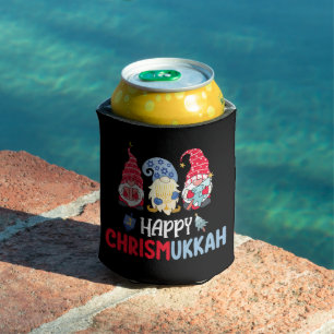 Enfriador De Latas Felices Chrismukkah Gnomos Hanukkah Feliz Navidad 