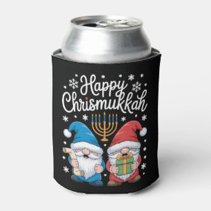 Enfriador De Latas Felices Chrismukkah Gnomos Menorá Hanukkah Navidad