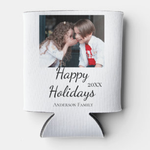Enfriador De Latas Felices vacaciones niños foto de familia regalos m