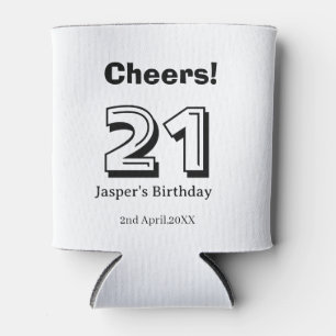 Enfriador De Latas Felicidades 21 cumpleaños letra negrita nombre chi