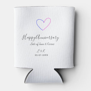 Enfriador De Latas Felicidades aniversario corazón rosa azul nombre f