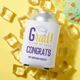Enfriador De Latas Felicitaciones Grad Cap Morple Yellow