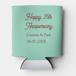 Enfriador De Latas Feliz 25 aniversario boho pastel verde malva retr