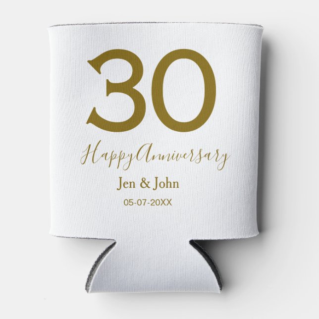 Enfriador De Latas Feliz 30 aniversario fecha de la cita dorada negri (Anverso)