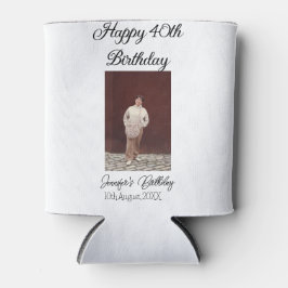 Enfriador De Latas Feliz 40 cumpleaños foto simple moderno mínimo