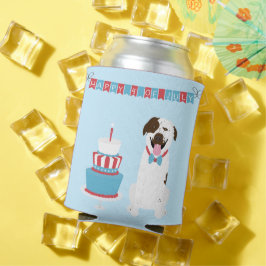 Enfriador De Latas Feliz 4 de julio Perro Rojo Azul Blanco