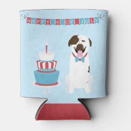 Enfriador De Latas Feliz 4 de julio Perro Rojo Azul Blanco