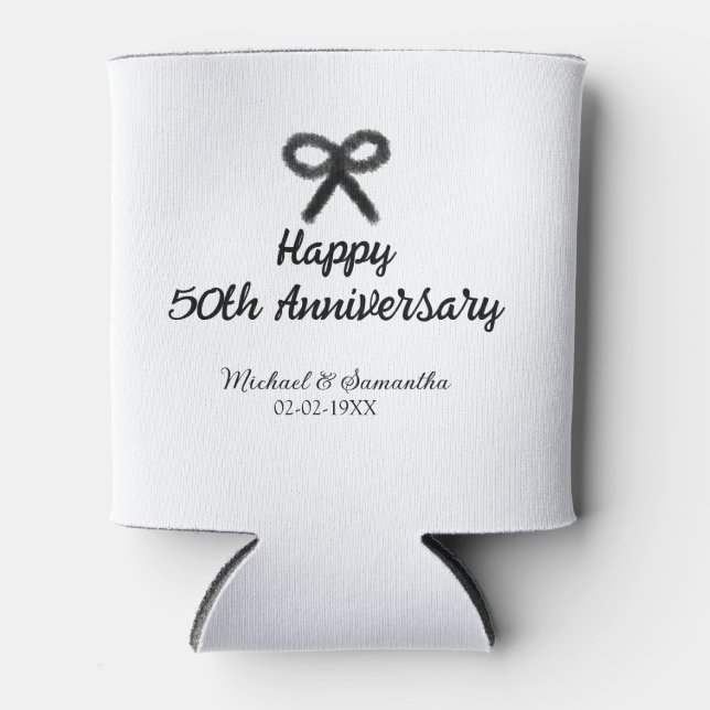 Enfriador De Latas Feliz 50° aniversario agregar pareja fecha de matr (Anverso)