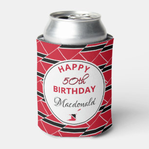 Enfriador De Latas FELIZ 50 CUMPLEAÑOS Personalizado de Bandera de Tr