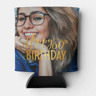 Enfriador De Latas Feliz 60 aniversario Script de foto personalizada