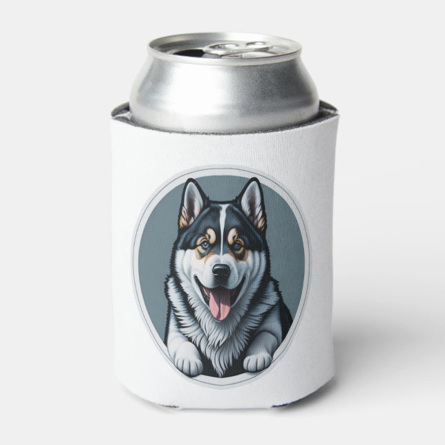 Enfriador De Latas feliz alasqués Malamute (Lata Anverso)