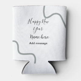 Enfriador De Latas Feliz año nuevo mensaje nombre gris simple festivo