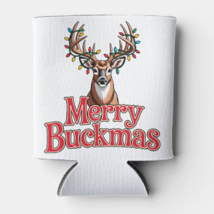 Enfriador De Latas Feliz Buckmas Ciervo Cabeza Cazador Fiesta Navidad