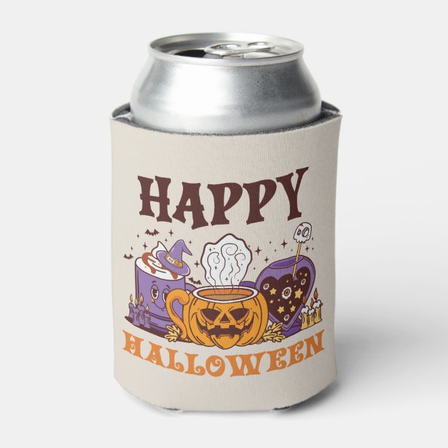 Enfriador De Latas Feliz café de Halloween Brew (Lata Anverso)